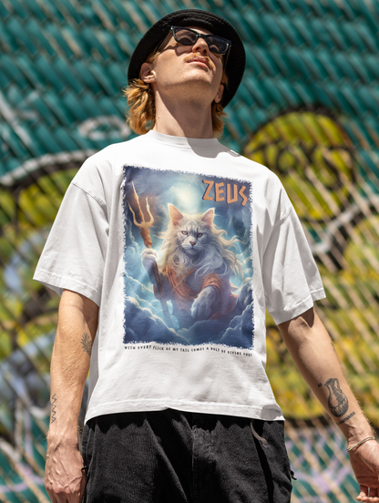 FEAR THE TRIDENT, ZEUS, GREEK GOD CAT - Unisex Classic Crew Neck Cotton T-Shirt