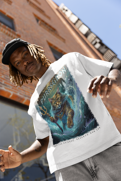 FEAR THE TRIDENT - PURRSEIDON, GREEK GOD CAT - Unisex Classic Crew Neck Cotton T-Shirt