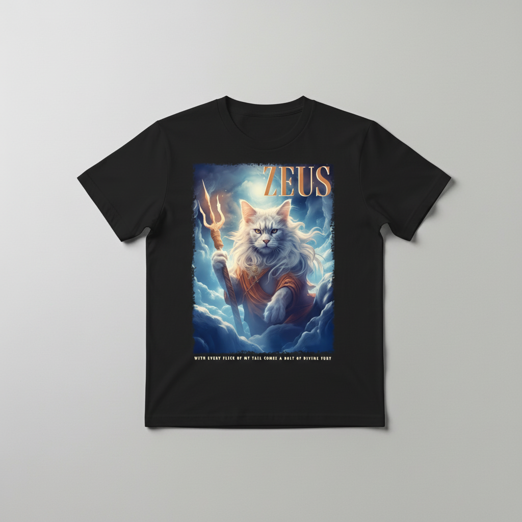 Zeus Cat Unisex Classic Crew Neck Cotton T-Shirt
