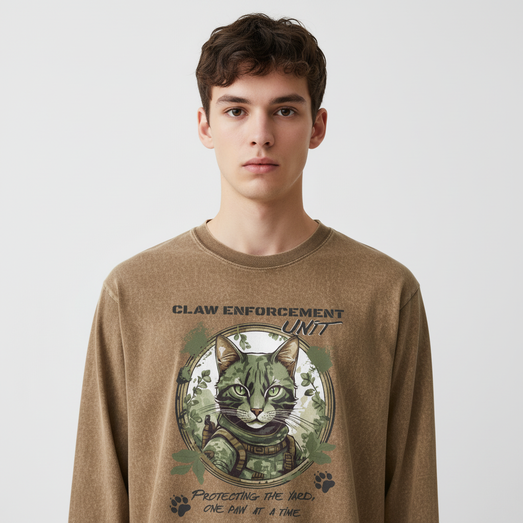 Claw Enforcement Unit Acid Wash Oversize Long Sleeve T-Shirt