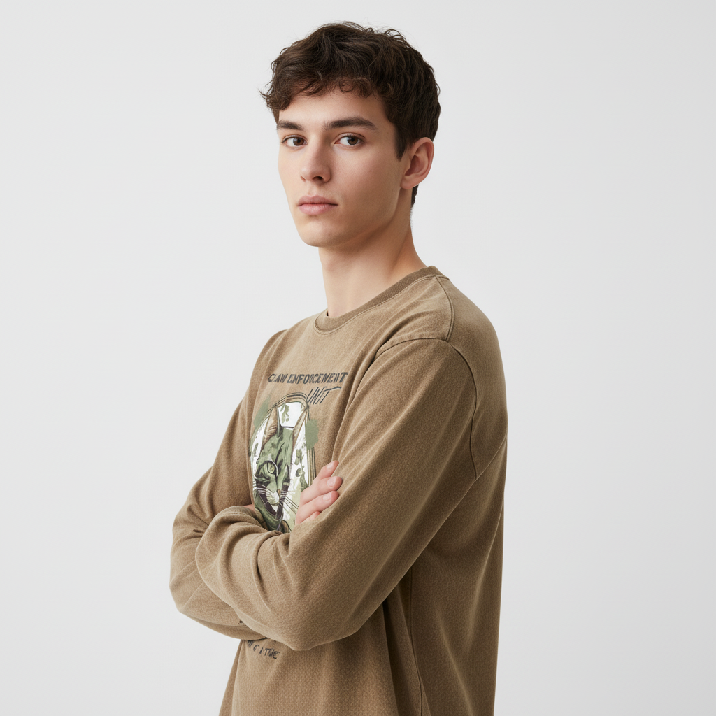 Claw Enforcement Unit Acid Wash Oversize Long Sleeve T-Shirt