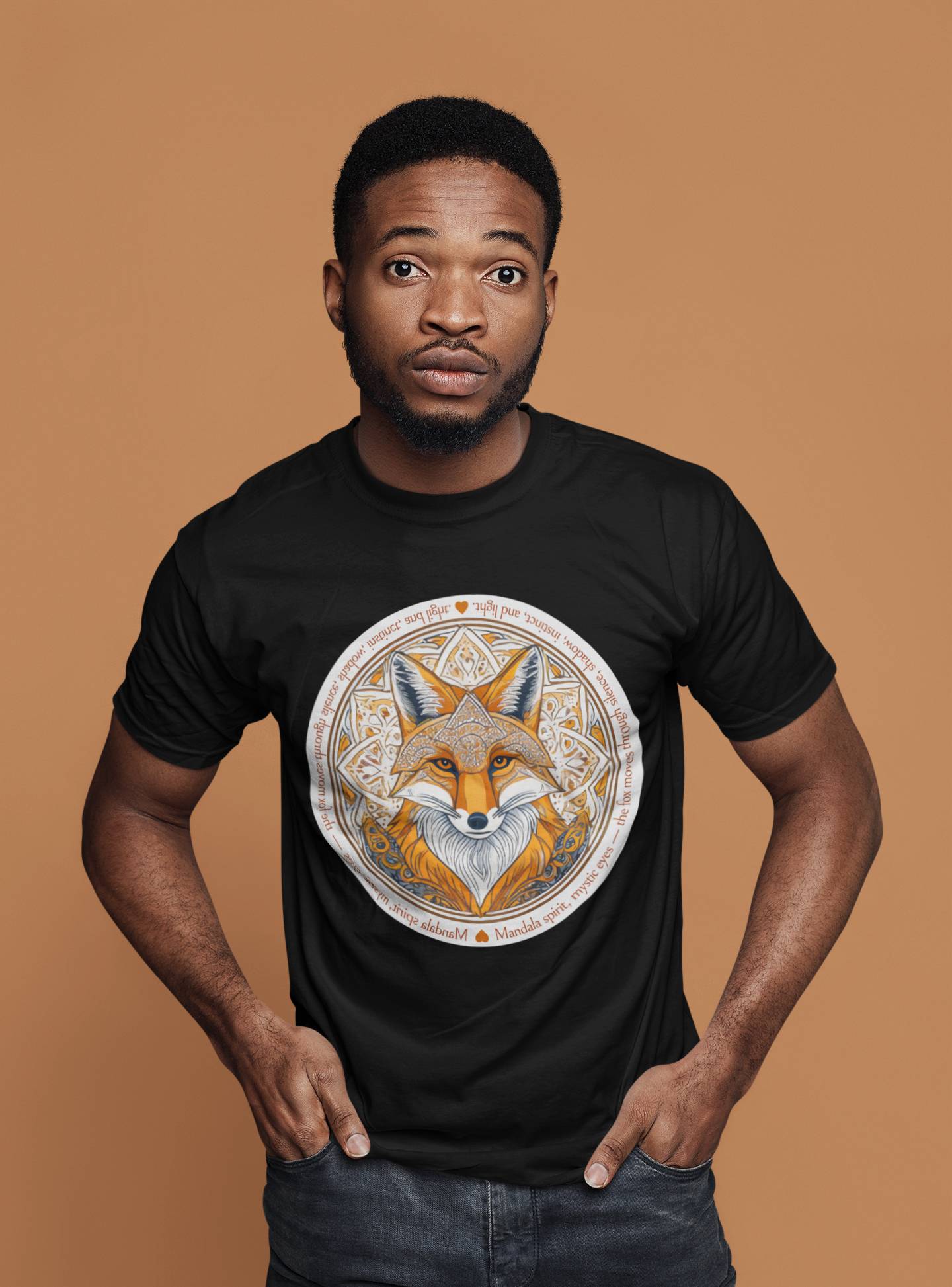 MANDALA FOX - Unisex Classic Crew Neck Cotton T-Shirt