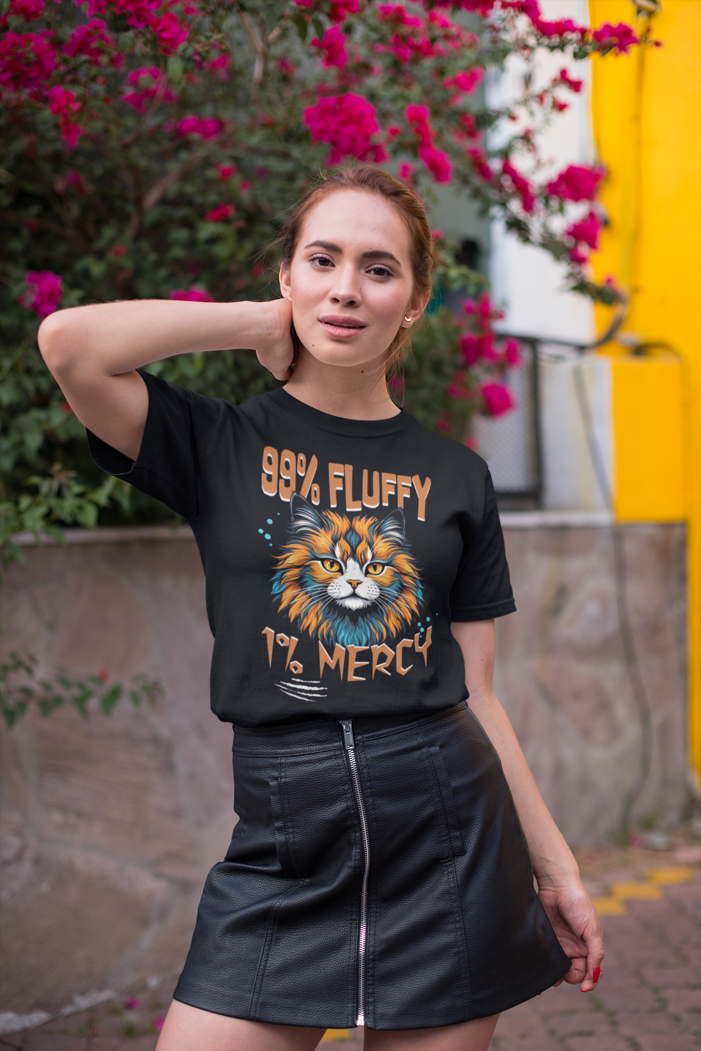99% FLUFFY, 1% MERCY, ROYAL CAT - Unisex Classic Crew Neck Cotton T-Shirt
