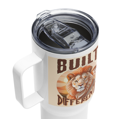 BUILT DIFFERENT LION Travel mug with a handle