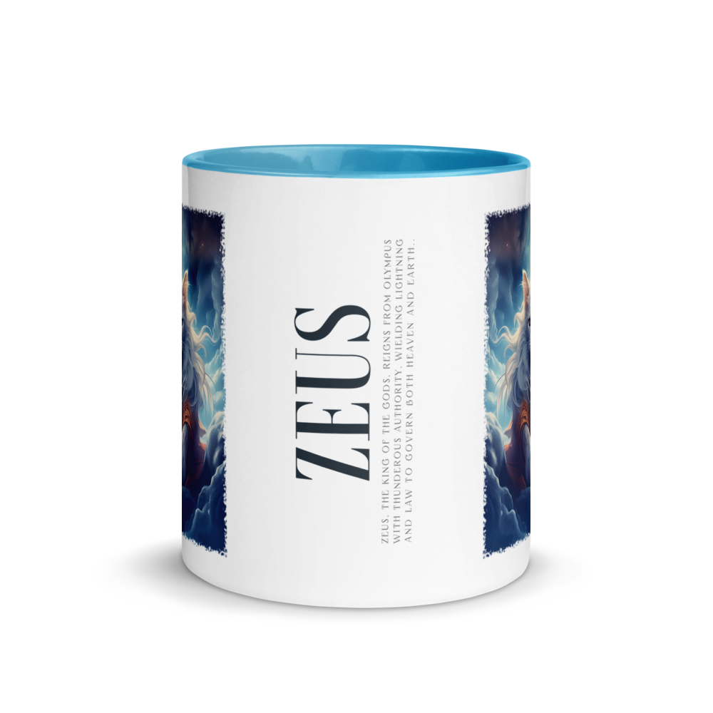 ZEUS CAT Mug with Blue Handle & Rim