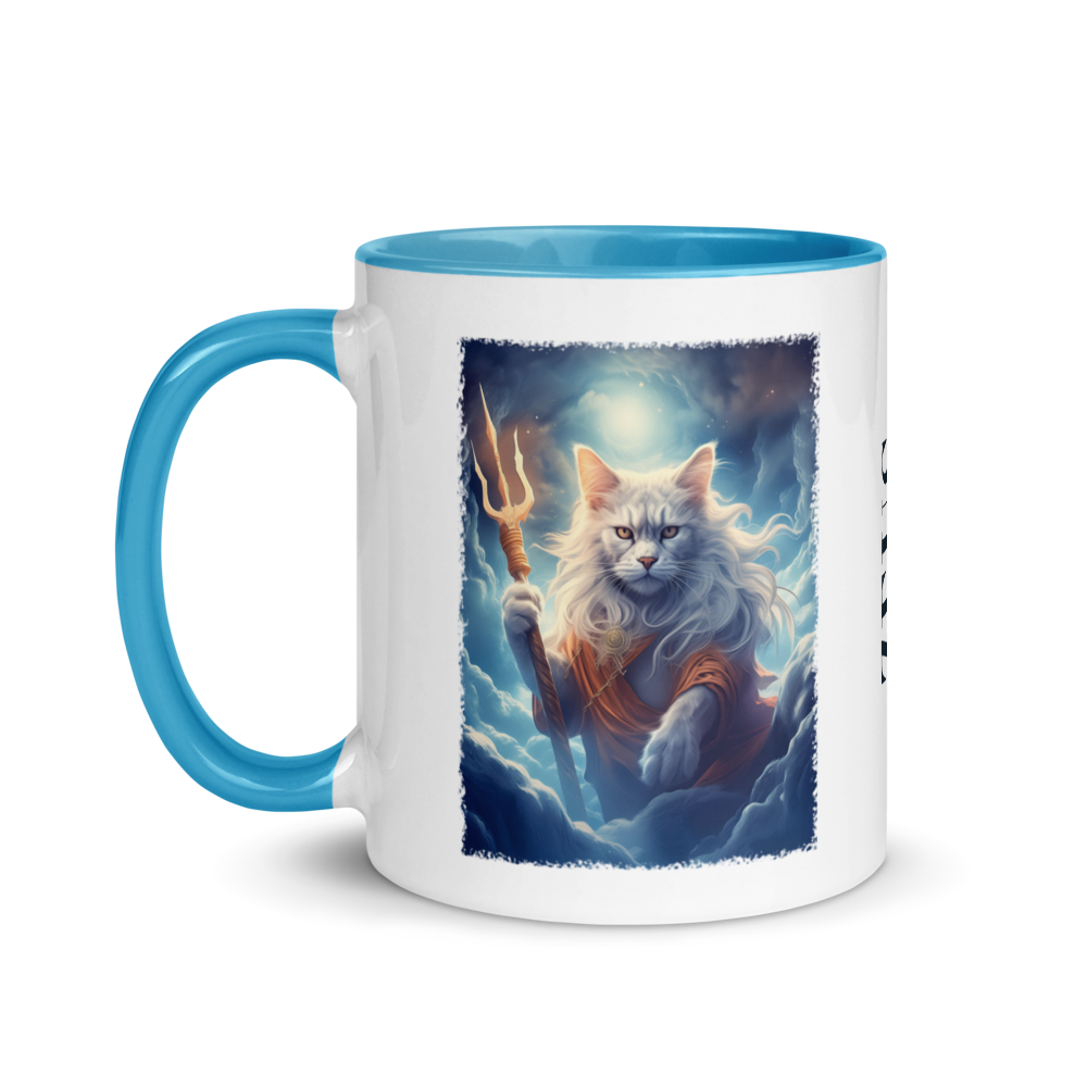 ZEUS CAT Mug with Blue Handle & Rim