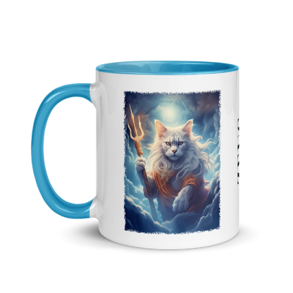 ZEUS CAT Mug with Blue Handle & Rim