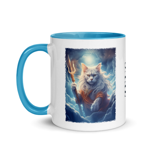 ZEUS CAT Mug with Blue Handle & Rim