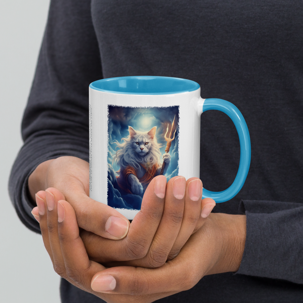 ZEUS CAT Mug with Blue Handle & Rim