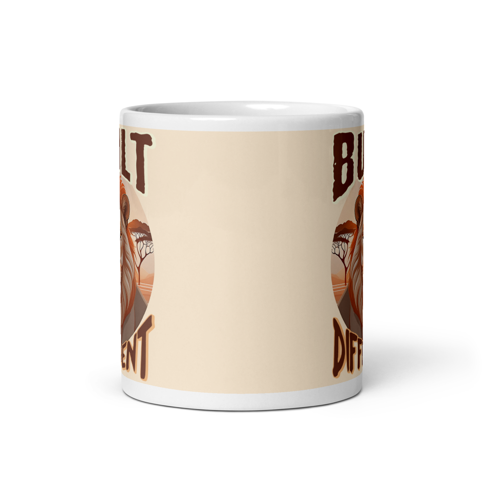 BUILT DIFFERENT LION  White glossy mug